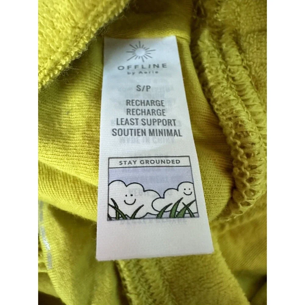 OFFLINE By AERIE‎ Yellow Terry Recharge Least Support Bralette SZ SMALL NWT